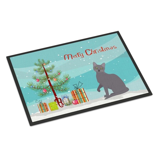 Carolines Treasures 18 x 27 in. Korat Cat Merry Christmas Indoor or Outdoor Mat CK4773MAT - main